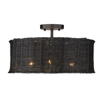 Erma Three Light Semi Flush Mount in Matte Black by Golden