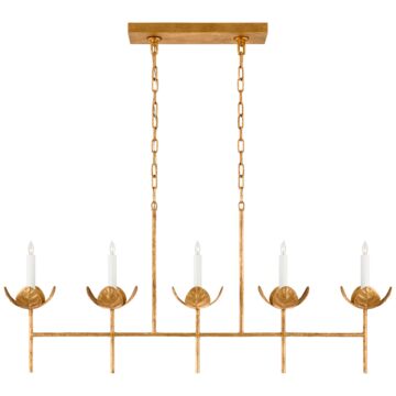 Illana  Linear Chandelier in Antique Gold Leaf by Visual Comfort Signature