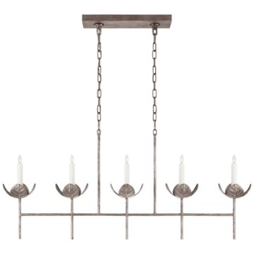 Illana  Linear Chandelier in Burnished Silver Leaf by Visual Comfort Signature