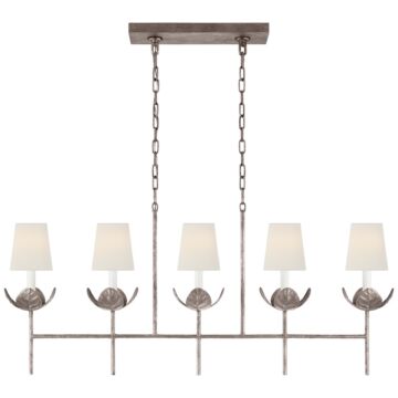 Illana  Linear Chandelier in Burnished Silver Leaf by Visual Comfort Signature