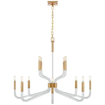 Reagan  Chandelier in Antique-Burnished Brass and Crystal by Visual Comfort Signature