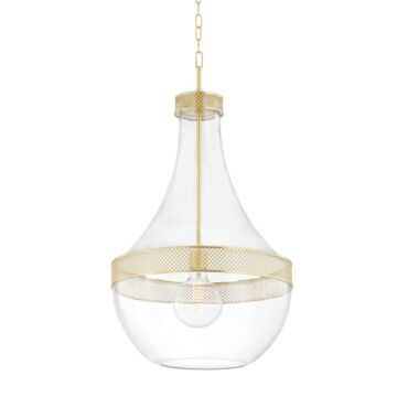 Hagen One Light Pendant in Aged Brass by Hudson Valley