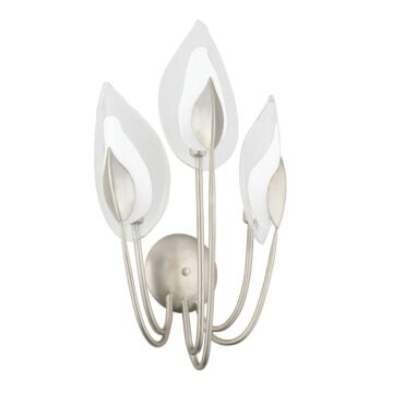 Blossom Three Light Wall Sconce in Silver Leaf by Hudson Valley