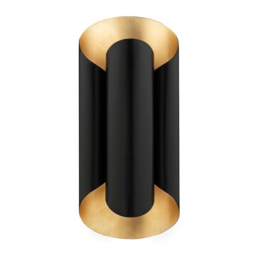 Banks Two Light Wall Sconce in Gold Leaf Black by Hudson Valley