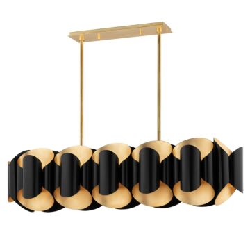 Banks 12 Light Island Pendant in Gold Leaf Black by Hudson Valley
