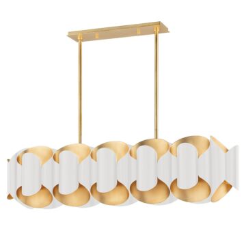 Banks 12 Light Island Pendant in Gold Leaf White by Hudson Valley