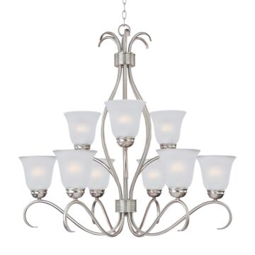 Basix Nine Light Chandelier in Satin Nickel by Maxim