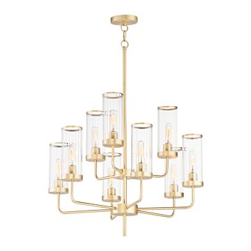 Crosby Nine Light Chandelier in Satin Brass by Maxim