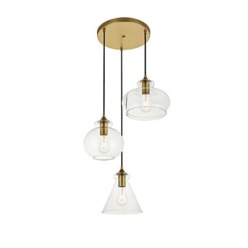 DESTRY 3-Light Pendant in Brass