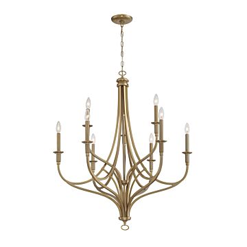 Covent Park Nine Light Chandelier in Brushed Honey Gold by MinkaLavery