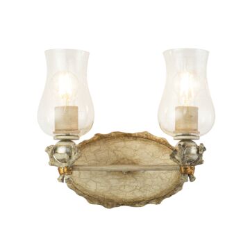 Trellis 2-Light Bathroom Vanity Light in Putty Patina and Silver Lea
