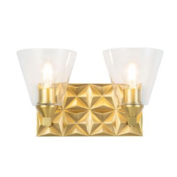 Alpha 2-Light Bathroom Vanity Light in Aged Brass