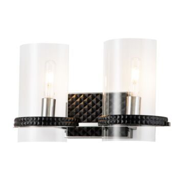 Mazant 2-Light Bathroom Vanity Light in Matte Black + Polished Chrome