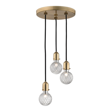 Hudson Valley Marlow 3 Light 7 Inch Pendant Light in Aged Brass