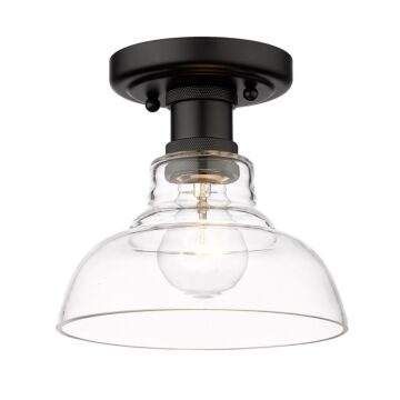 Carver BLK One Light Flush Mount in Matte Black by Golden