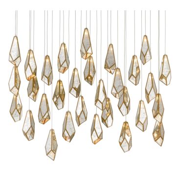 Glace 30 Light Pendant in Raj Mirror Antique Brass by Currey and Company