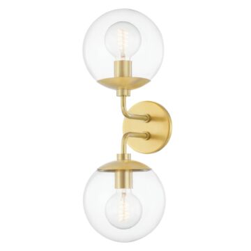 Meadow Two Light Wall Sconce in Aged Brass by Mitzi