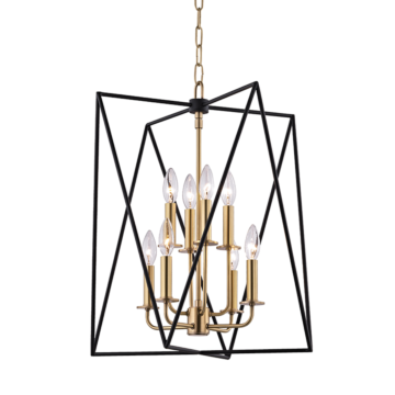 Laszlo Eight Light Pendant in Aged Brass by Hudson Valley