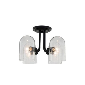 Cupola Four Light Semi Flush Mount in Matte Black by Kalco