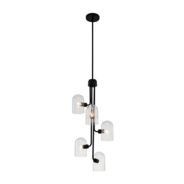 Cupola Five Light Foyer Pendant in Matte Black by Kalco