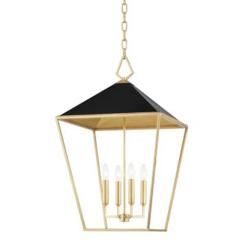 Paxton Four Light Pendant in Gold Leaf Black by Hudson Valley