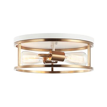 Clarke Two Light Flush Mount in White   Aged Gold Brass by Matteo Lighting
