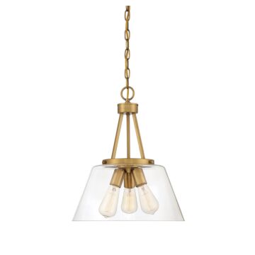 Calhoun Three Light Pendant in Warm Brass by Savoy House