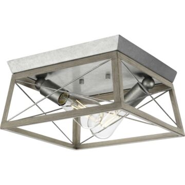 Briarwood 2-Light Flush Mount in Galvanized Finish