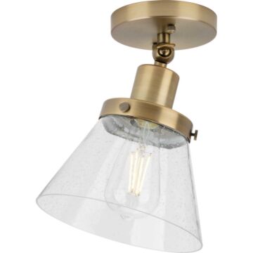 Hinton 1-Light Flush Mount in Vintage Brass