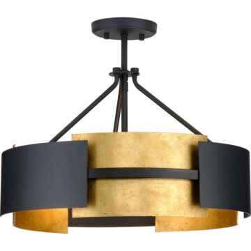 Lowery 3-Light Semi-Flush Conv in Textured Black