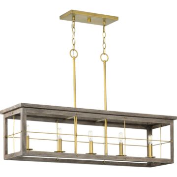 Hedgerow 5-Light Island Pendant in Distressed Brass