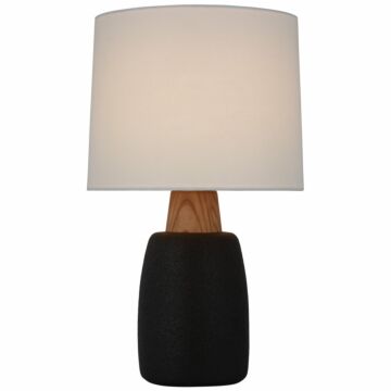 Aida LED Table Lamp in Porous Black and Natural Oak by Visual Comfort Signature