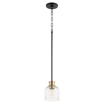 Monarch One Light Pendant in Textured Black  Aged Brass by Quorum International