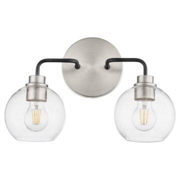 Clarion Two Light Vanity in Textured Black  Satin Nickel by Quorum International