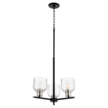 Monarch Three Light Chandelier in Textured Black  Satin Nickel by Quorum International