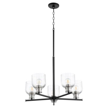 Monarch Five Light Chandelier in Textured Black  Satin Nickel by Quorum International