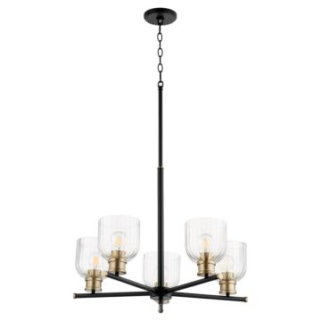 Monarch Five Light Chandelier in Textured Black  Aged Brass by Quorum International