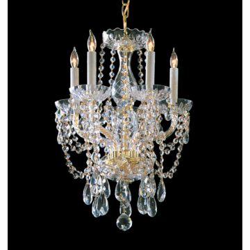Traditional Crystal Five Light Mini Chandelier in Polished Brass by Crystorama