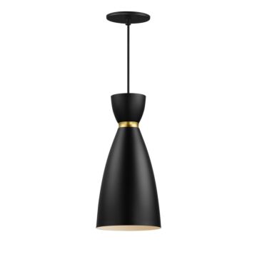 Carillon One Light Mini Pendant in Black   Satin Brass by Maxim