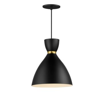 Carillon One Light Mini Pendant in Black   Satin Brass by Maxim