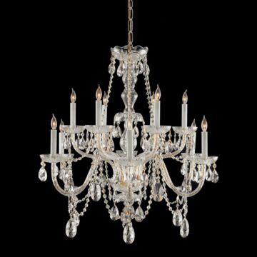 Traditional Crystal 12 Light Chandelier in Polished Brass by Crystorama