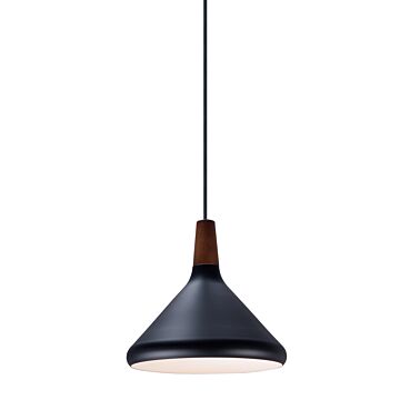Nordic One Light Pendant in Walnut   Black by Maxim