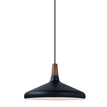 Nordic One Light Pendant in Walnut   Black by Maxim
