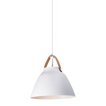 Nordic One Light Pendant in Tan Leather   White by Maxim
