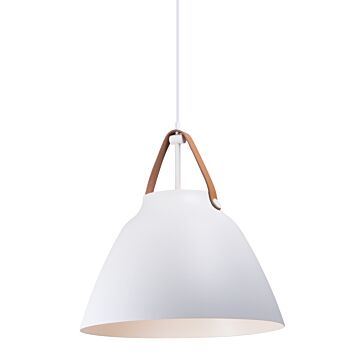 Nordic One Light Pendant in Tan Leather   White by Maxim
