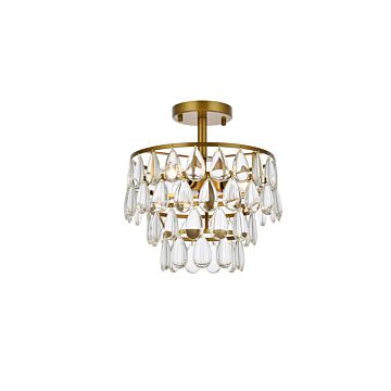 Mila 3-Light Flush Mount in Brass