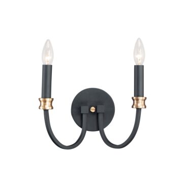 Charlton Two Light Wall Sconce in Black   Antique Brass by Maxim