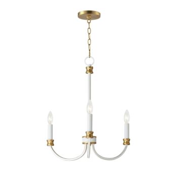 Charlton Three Light Chandelier in Weathered White Gold Leaf by Maxim