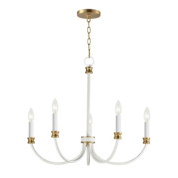 Charlton Five Light Chandelier in Weathered White Gold Leaf by Maxim