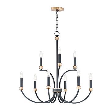 Charlton Nine Light Chandelier in Black   Antique Brass by Maxim
